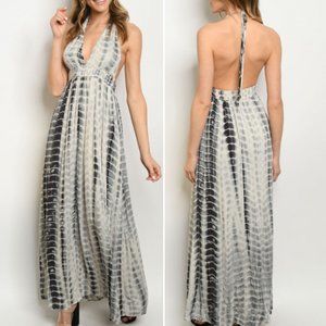 #31 BLACK & GREY TIE DYE MAXI DRESS